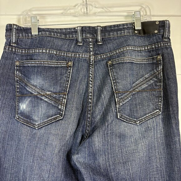 Kenneth Cole New York Men's‎ Distress Denim Blue Jeans Straight Leg Size 34×32 - Picture 5 of 12